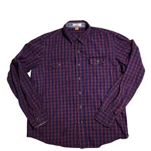 Taylor vintage 100 authentic indigo plaid button down shirt large